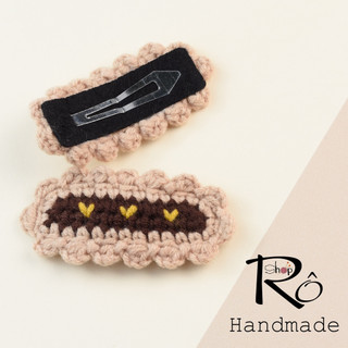 Kẹp tóc hoa len viền bèo xinh xắn cho nữ và bé gái 6.5cm |Cặp tóc mái dịu dàng |Shop Rô Handmade