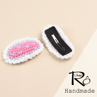 Kẹp tóc len thêu trái tim dễ thương cho nữ và bé gái 6cm |Đồ cặp tóc mái xinh |Shop Rô Handmade