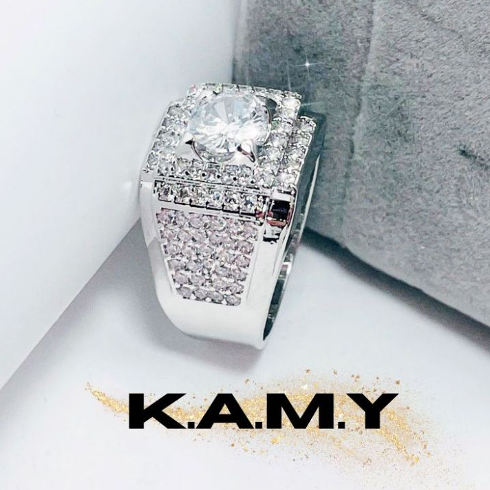 Nhẫn Nam Đính Đá Phong Thủy Cao Cấp Xi Bạch Kim Bền Màu KAMY S332025 - Nhẫn thời trang nam