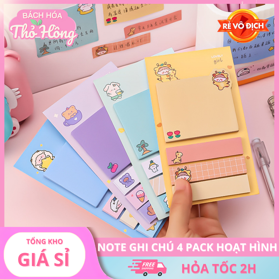 3 Note Ghi Chú 4 Pack Hoạt Hình