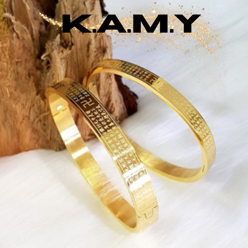Vòng tay nam bát nhã tâm kinh vạn sự may titan không đen, không gỉ bền màu - Trang Sức KAMY