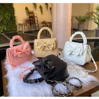 Túi đeo chéo mini đeo vai cầm tay phối nơ chất da cao cấp mã 204