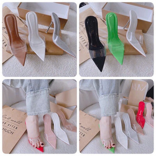 Guốc quai trong gót nhọn pha lê 9 phân mũi nhọn xinh