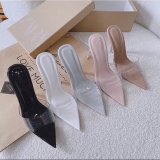 Guốc quai trong gót nhọn pha lê 9 phân mũi nhọn xinh