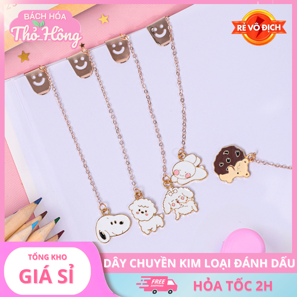 Dây chuyền kim loại đánh dấu trang sách vở sổ hoạt hình cute