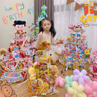 tháp bánh gato , tháp bánh kẹo khổng lồ , quà bánh kẹo cho bé , quà tặng bánh kẹo sinh nhật