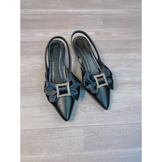 Sandal mũi nhọn nơ lụa gắn đá SSD03 gót 3 phân
