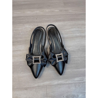 Sandal mũi nhọn nơ lụa gắn đá SSD03 gót 3 phân