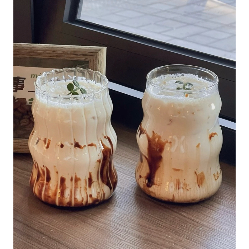 (Tặng Ống Hút) Cốc Mây Bồng Bềnh Cute, Dễ Thương Vân Sọc 3 Tầng, Cốc Thủy Tinh Chịu Nhiệt Đẹp