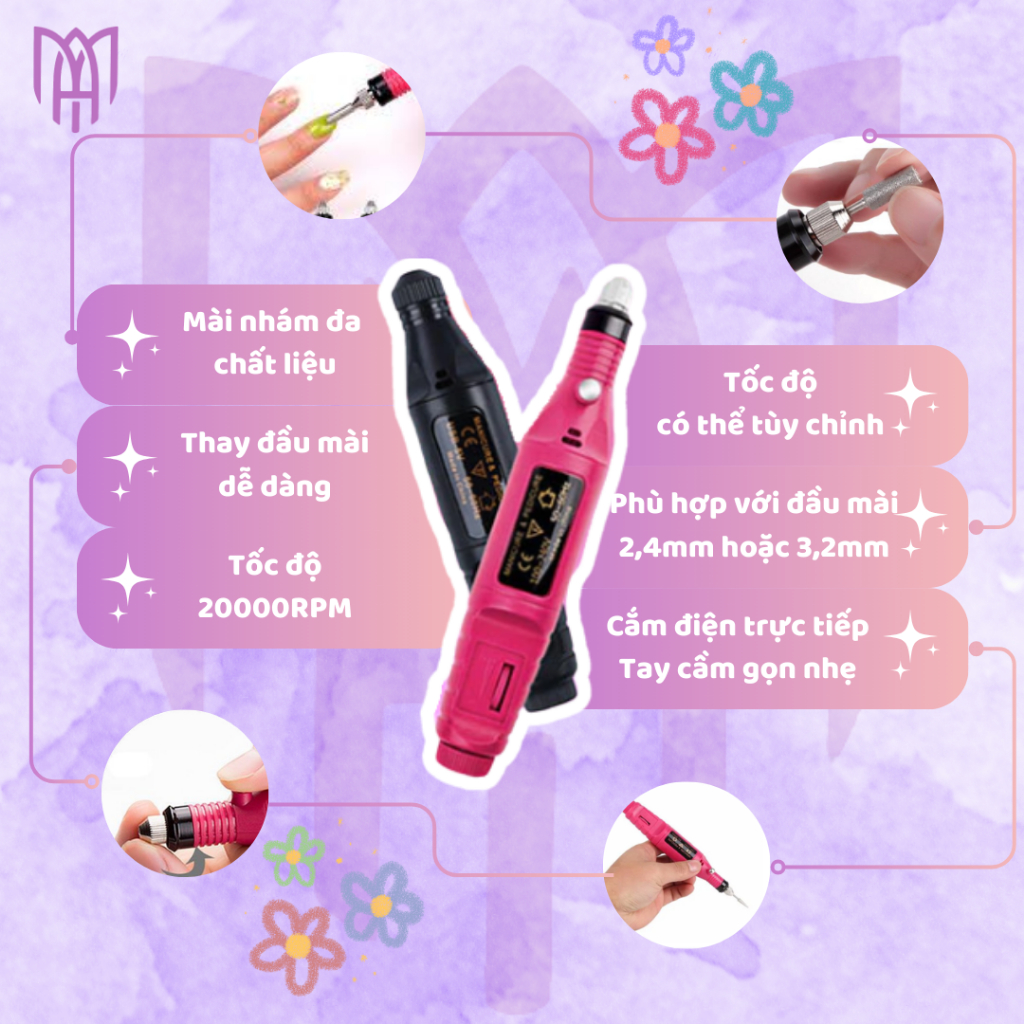 Máy Mài Dũa Móng Cầm Tay Mini - Tốc Độ 20.000RPM - 1 Đổi 1 Trong 7 Ngày - Tặng 6 Đầu Mài