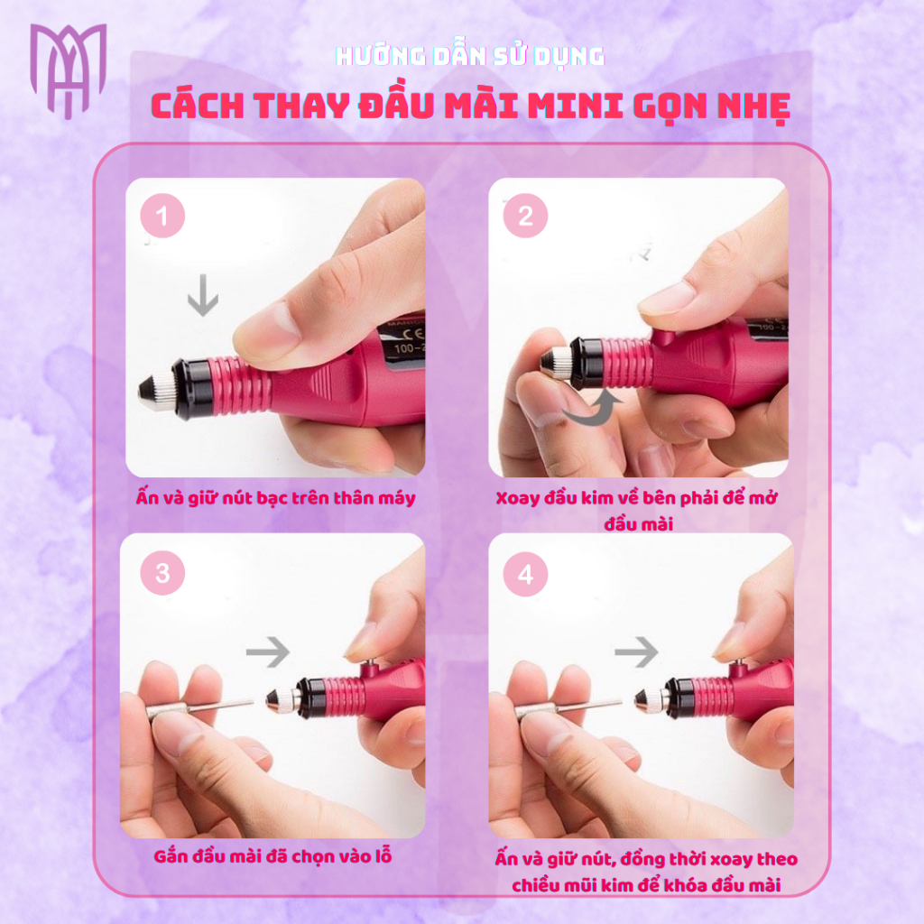 Máy Mài Dũa Móng Cầm Tay Mini - Tốc Độ 20.000RPM - 1 Đổi 1 Trong 7 Ngày - Tặng 6 Đầu Mài