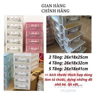 Tủ nhựa ngăn kéo mini, Tủ thuốc bé đựng đồ nhỏ gọn nhựa Việt Nhật 3625