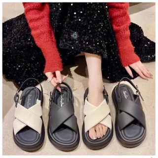 Dép quai hậu quai chéo phồng cao 4cm êm chân ( phom nhỏ nửa sz)