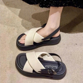 Dép quai hậu quai chéo phồng cao 4cm êm chân ( phom nhỏ nửa sz)
