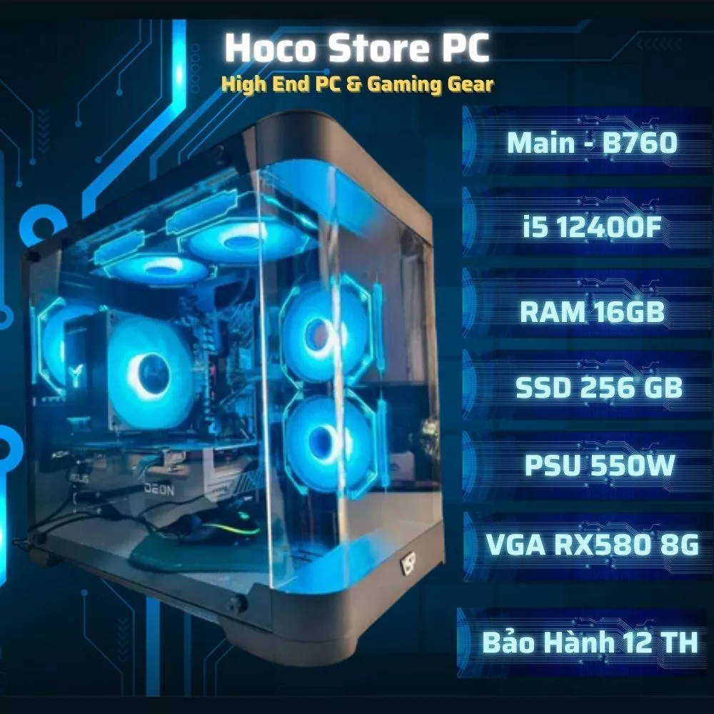 PC Gaming HCS512V1 CPU Core i5 12400 Ram 16G, SSD 256Gb VGA 1060-6GB