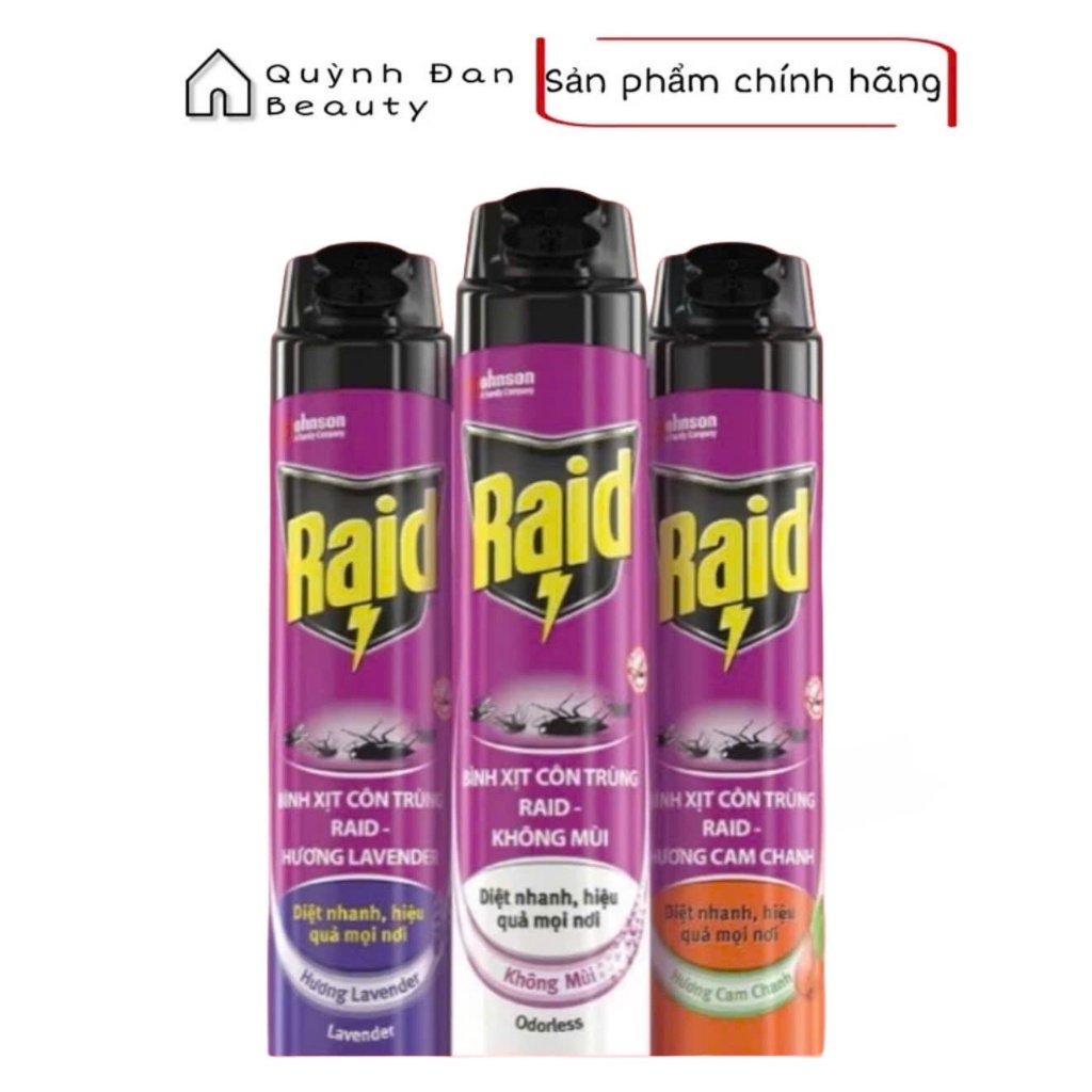 RAID Bình xịt côn trùng Hương Cam Chanh, Không mùi,Lavender 520ml