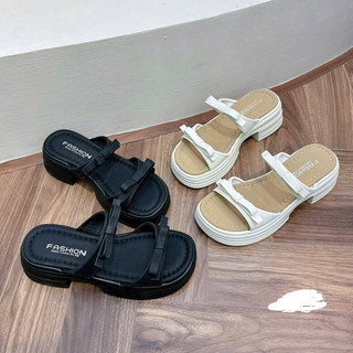 Dép lê nữ cao 5cm hai quai gắn nơ xinh