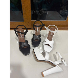 Sandal cao gót 12 phân gót trụ chất da quai chéo