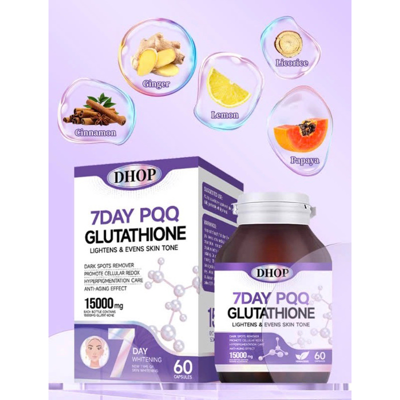 Viên Uống Trắng Da Giảm Nám Tàn Nhang 7DAY PQQ GLUTATHION- Viên Uống Kích  Trắng Da 7DAY PQQ hộp 60 Viên