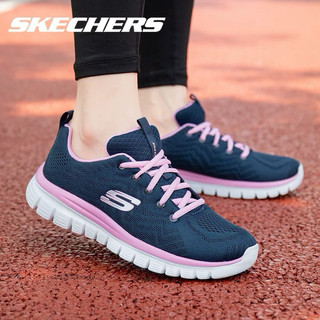 Giày thể thao mùa hè bigsize đi bộ chạy bộ nữ Skecher màu xanh navy hồng siêu êm nhẹ, sneaker thời trang cao cấp vnxk