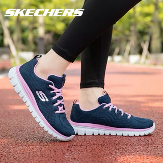 Giày thể thao mùa hè bigsize đi bộ chạy bộ nữ Skecher màu xanh navy hồng siêu êm nhẹ, sneaker thời trang cao cấp vnxk