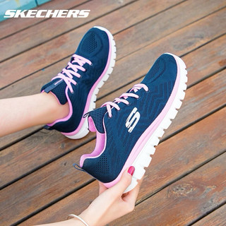 Giày thể thao mùa hè bigsize đi bộ chạy bộ nữ Skecher màu xanh navy hồng siêu êm nhẹ, sneaker thời trang cao cấp vnxk