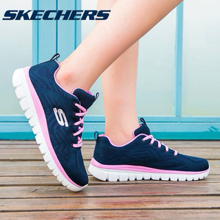 Giày thể thao mùa hè bigsize đi bộ chạy bộ nữ Skecher màu xanh navy hồng siêu êm nhẹ, sneaker thời trang cao cấp vnxk