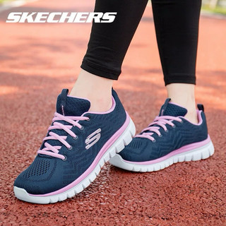 Giày thể thao mùa hè bigsize đi bộ chạy bộ nữ Skecher màu xanh navy hồng siêu êm nhẹ, sneaker thời trang cao cấp vnxk