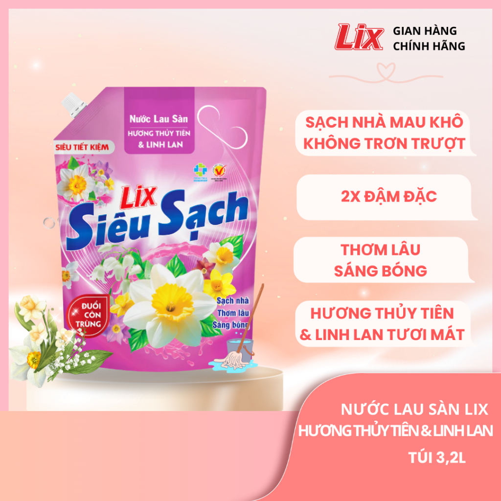 Ảnh Nước lau sàn siêu sạch hương thuỷ tiên & linh lan, sạch nhà, thơm lâu phù hợp với mọi sàn nhà Lixco Việt Nam 3