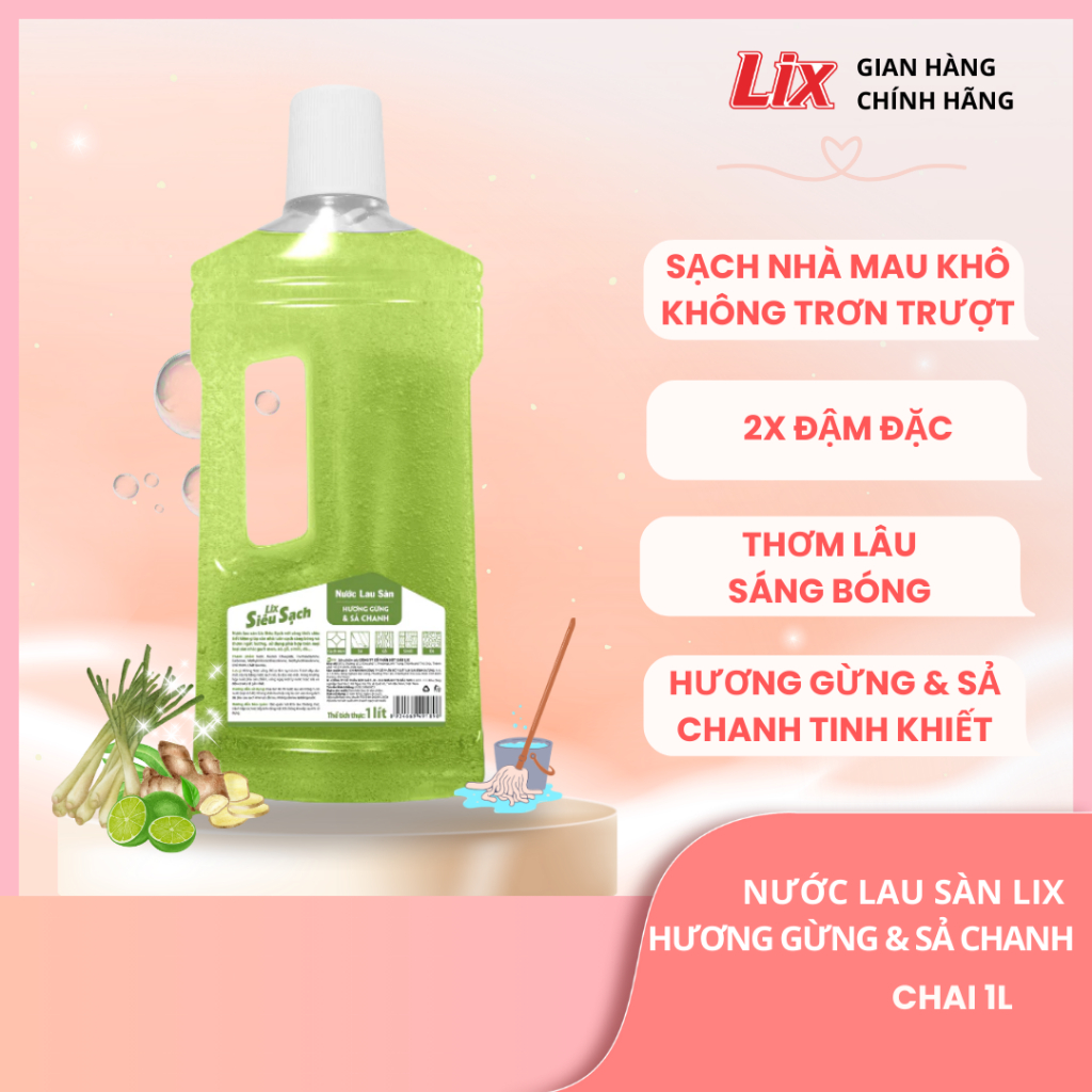 Ảnh Nước lau sàn siêu sạch hương gừng & sả chanh, sạch nhà, thơm lâu đuổi côn trùng, phù hợp với mọi loại sàn Lixco Việt Nam 2
