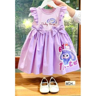 Váy bé gái hoạ tiết Baby three-Kuromi hot hit, đầm bé gái đính nơ kuromi sz 10-30kg