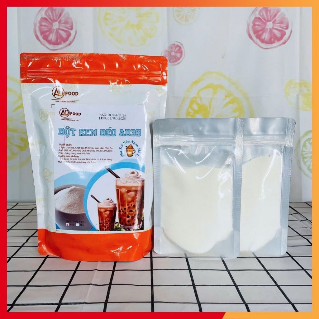 500g Bột kem béo AD35 ADFOOD -  dùng để làm topping trà sữa, cafe, nước sốt các món chè, lớp kem sữa, kem bánh ngọt