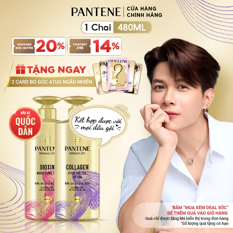 Ảnh Dầu Xả Siêu Dưỡng PANTENE Miracles Ngăn Rụng Tóc Biotin/ Phục Hồi Hư Tổn Collagen - Chai 480ML 1