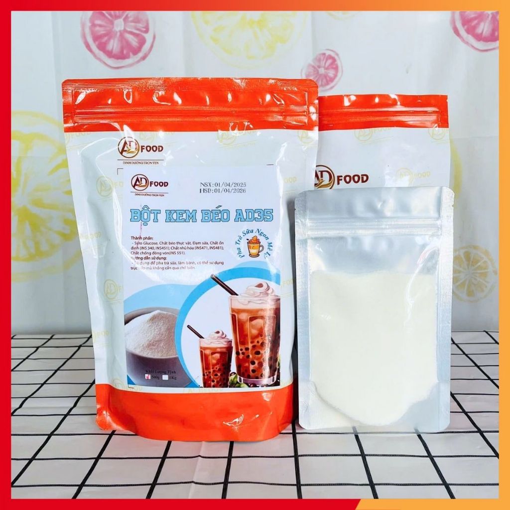 200g Bột kem béo AD35 ADFOOD -  nguyên liệu làm topping trà sữa, cafe, nước sốt món chè, lớp kem sữa, kem bánh ngọt