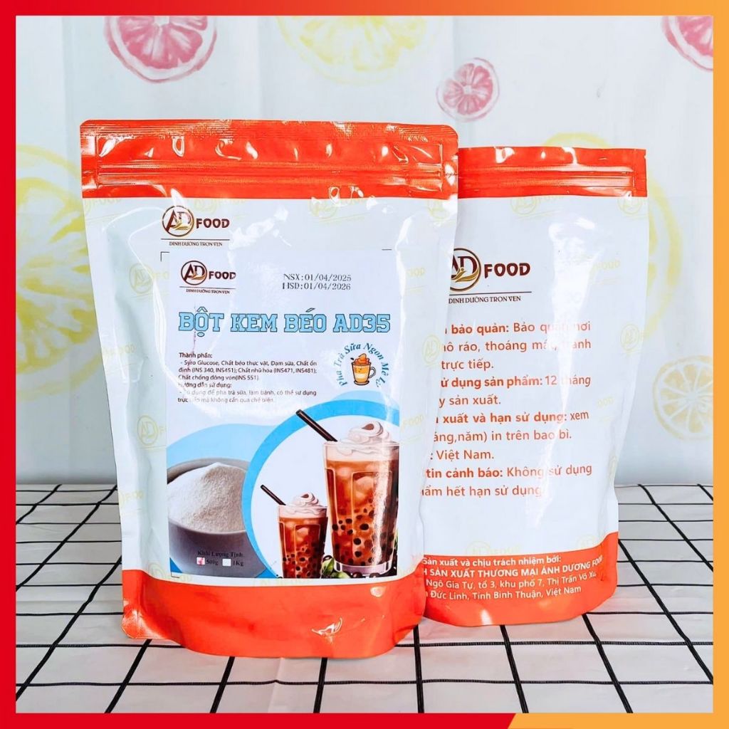 200g Bột kem béo AD35 ADFOOD -  nguyên liệu làm topping trà sữa, cafe, nước sốt món chè, lớp kem sữa, kem bánh ngọt
