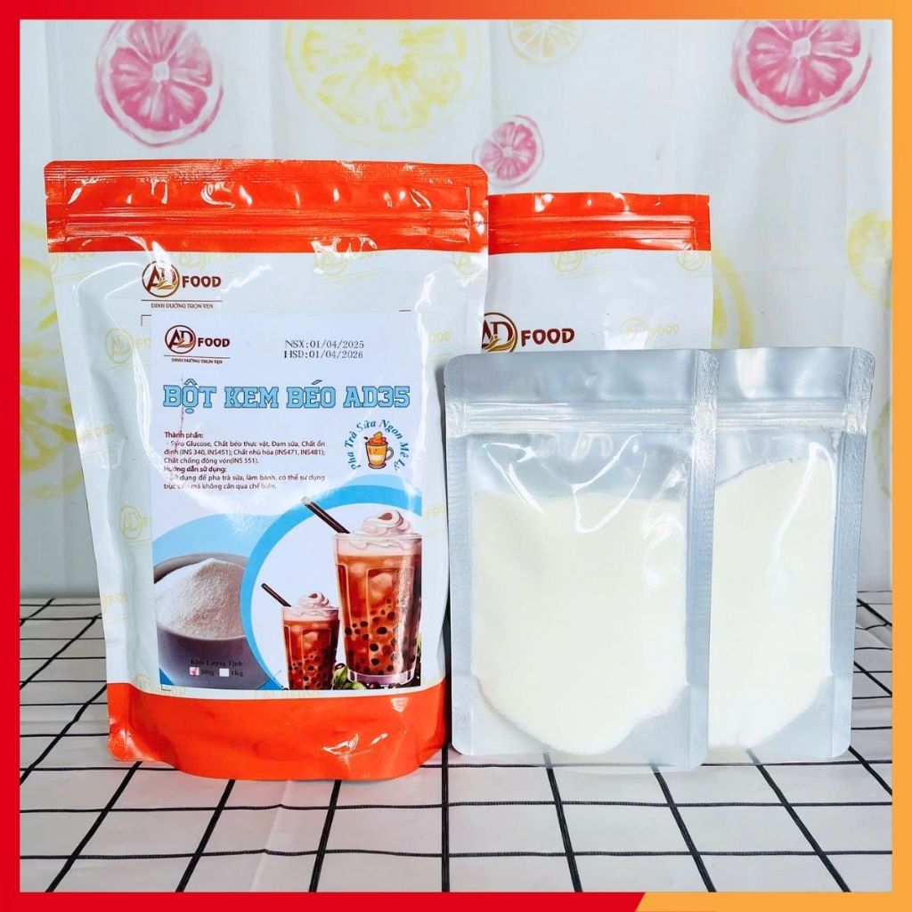 200g Bột kem béo AD35 ADFOOD -  nguyên liệu làm topping trà sữa, cafe, nước sốt món chè, lớp kem sữa, kem bánh ngọt