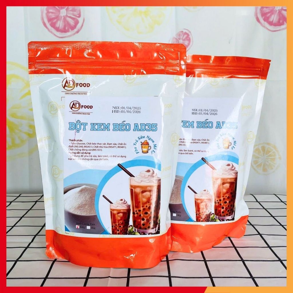 100g Bột kem béo AD35 ADFOOD -  nguyên liệu làm topping trà sữa, cafe, nước sốt món chè, lớp kem sữa, kem bánh ngọt