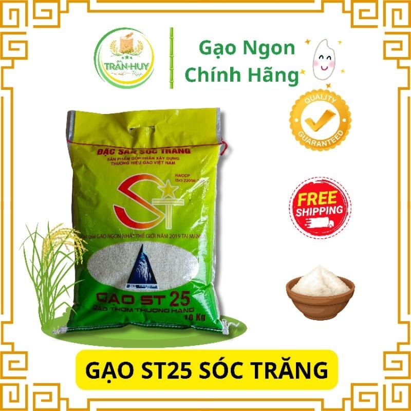 Gạo ST25 SÓC TRĂNG mềm dẻo thơm nhiều bao 10kg | Shopee Việt Nam