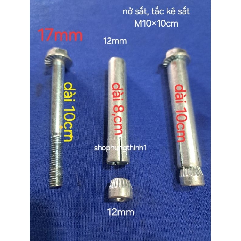 Nở sắt tắc kê sắt Bu long M10×10cm vít nở sắt đóng tường sắt mạ kẽm ...