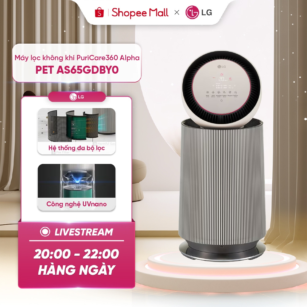 Máy lọc không khí PuriCare360 Alpha PET  AS65GDBY0.ABAE 1 tầng Lọc không khí 360˚ , BH 12 Tháng Chính Hãng