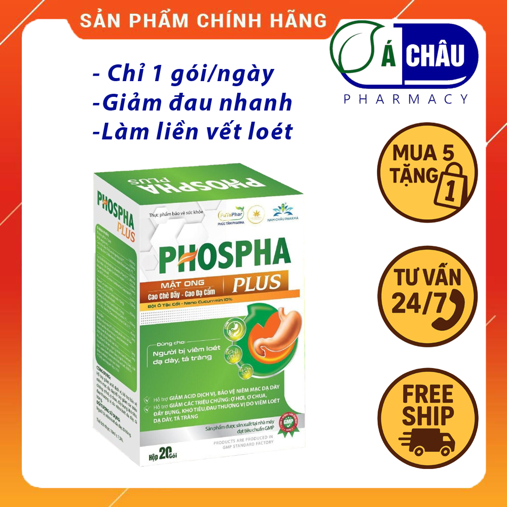 (Hộp 10 Gói) Gel Dạ Dày PhosPha, Giảm Nhanh Cơn Đau Dạ Dày Giúp Làm Liền Vết Loét, Giảm Nhanh Đầy Hơi, Ợ Chua