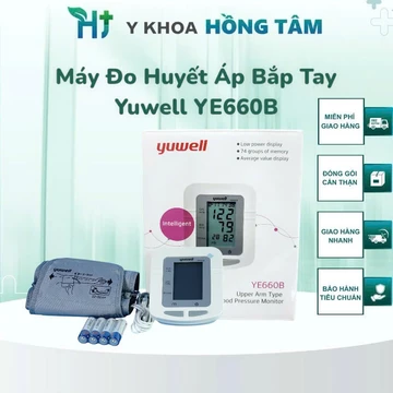Máy Đo Huyết Áp YUWELL YE660B, Thiết Kế Màn Hình LCD, Tự Động Tắt Sau 2 Phút, BH 5 Năm