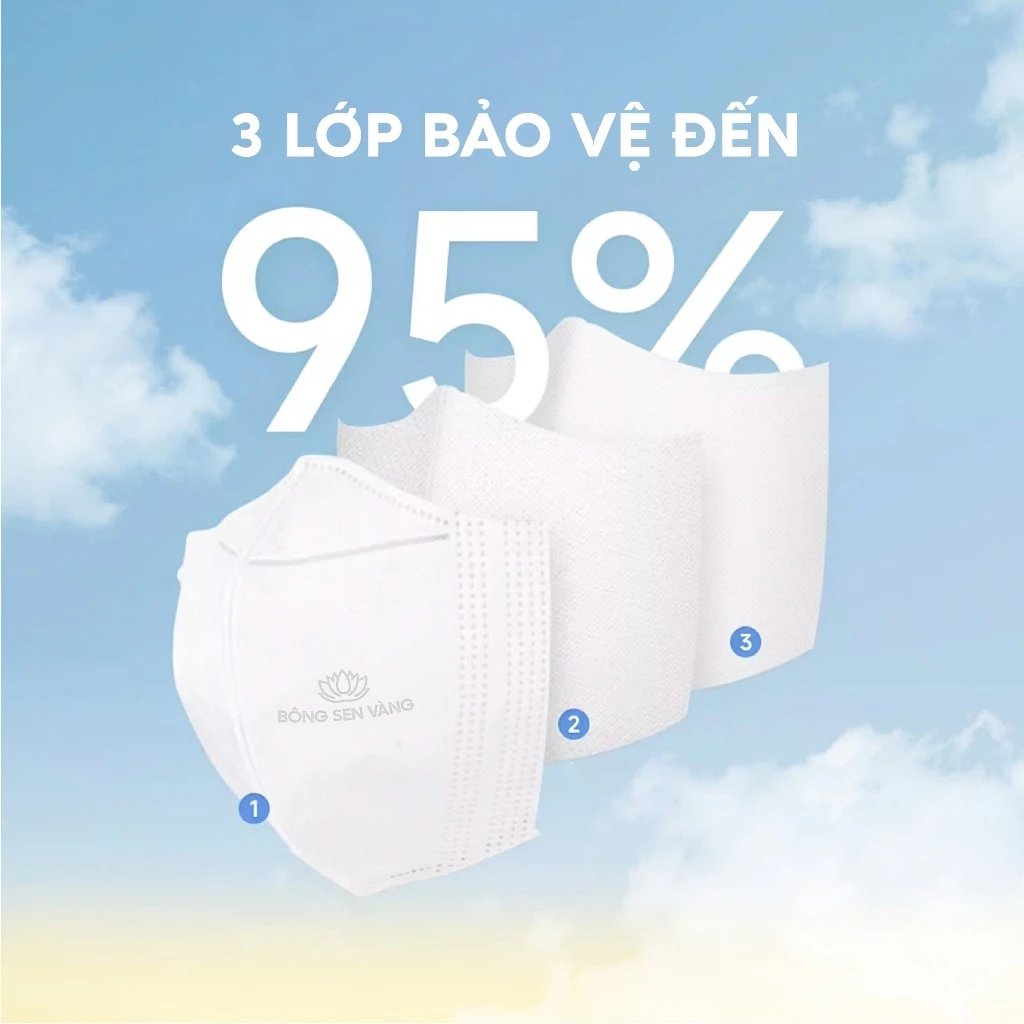Thùng 500 Khẩu Trang 5D Bông Sen Vàng Cái 3 Lớp