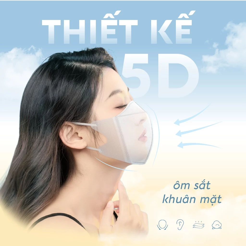 Thùng 500 Khẩu Trang 5D Bông Sen Vàng Cái 3 Lớp