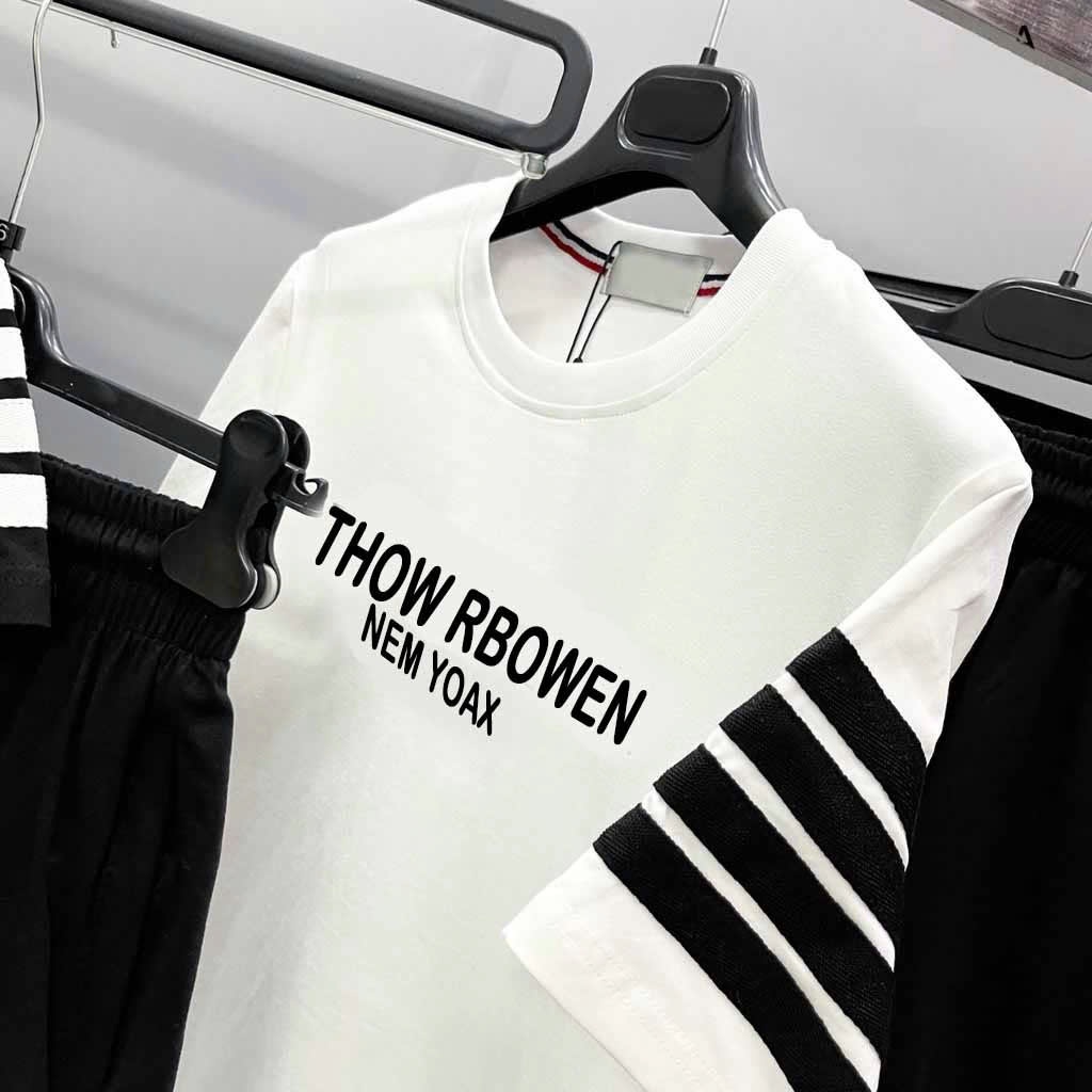 Bộ quần áo thể thao nam nữ in chữ THOW PHỐI SỌC , sét đồ ngắn mùa hè tập GYM rất đẹp vải thun mè K1