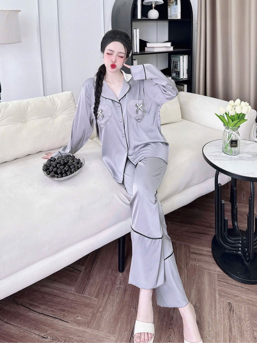 Đồ Ngủ Pijama Bigsize Nữ SOJUN Lụa Latin Cao Cấp (45-65kg) - Thoải Mái & Quyến Rũ