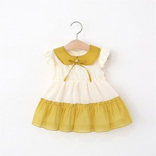 Váy bé gái cổ sen dún tầng nhiều màu sắc xinh xắn siêu nhẹ cho bé 6-11kg D1090