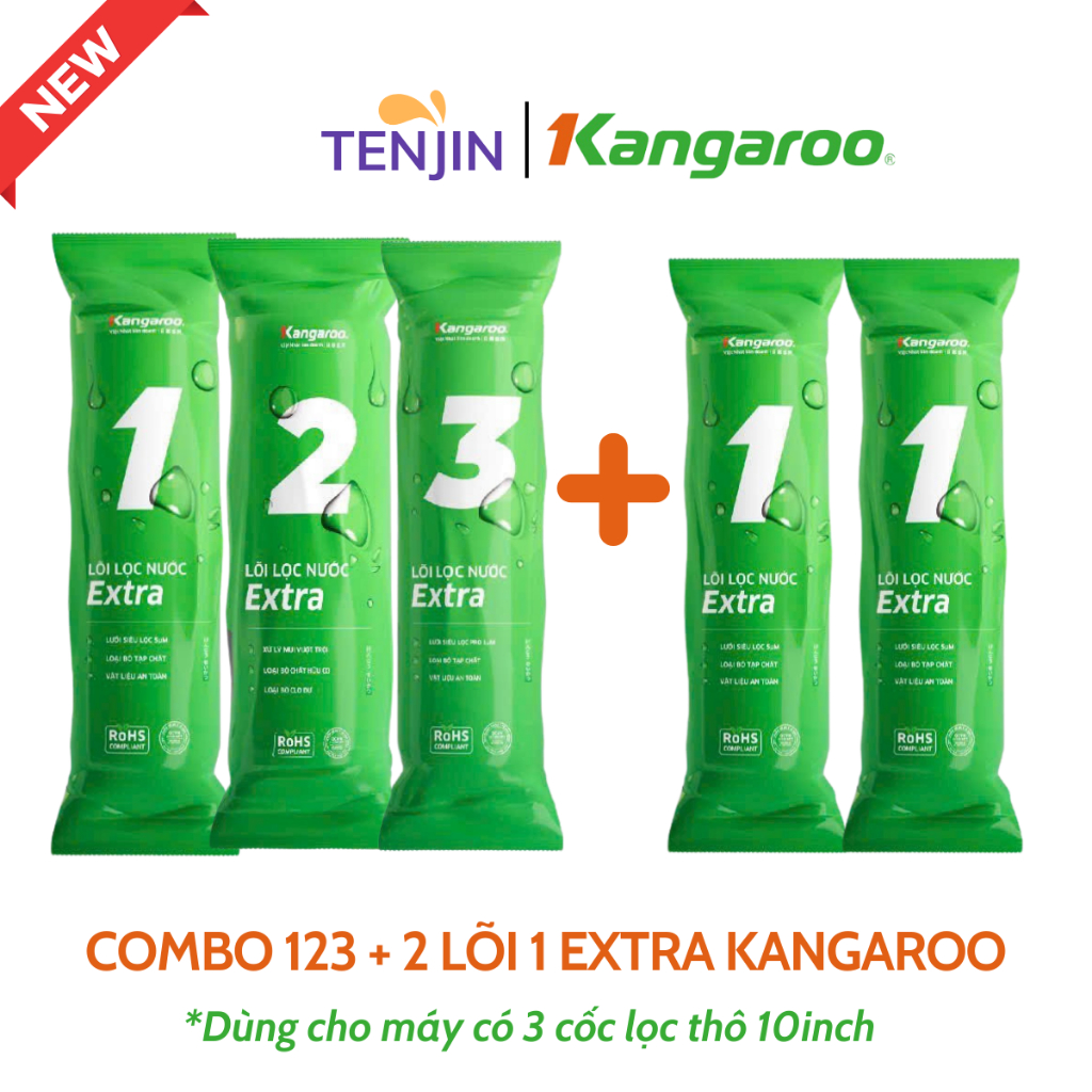 Bộ 5 Lõi Lọc Thô Kangaroo (123 + 2 Lõi Số 1) hoặc 4 Lõi (123+ 1 Lõi 1) - Hàng Chinh Hãng Dùng Cho 1 Năm