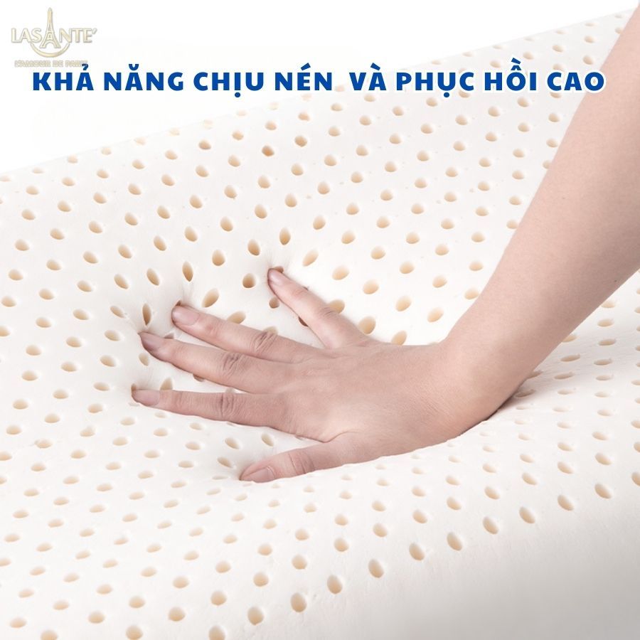 Ảnh Gối Cao Su Tự Nhiên 10 Cm Lasante (Kèm Vỏ) Massage Cổ Vai Gáy Giúp Cải Thiện Giấc Ngủ 40*60 Cm 4
