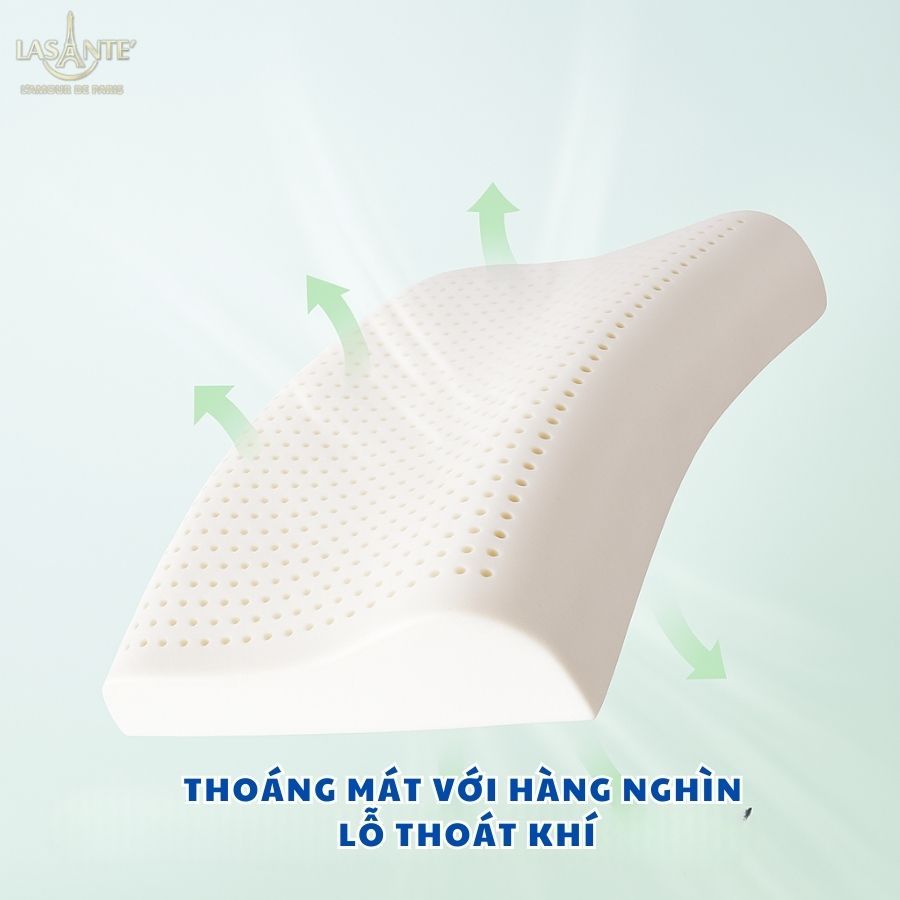 Ảnh Gối Cao Su Tự Nhiên 10 Cm Lasante (Kèm Vỏ) Massage Cổ Vai Gáy Giúp Cải Thiện Giấc Ngủ 40*60 Cm 3